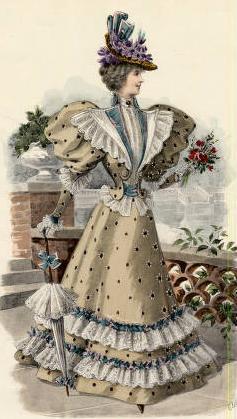 1896 Fashion plate via shewhoworshipscarlin parasol yellow victorian primrose