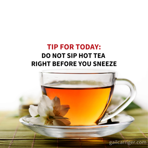 Gail Tip Don't Drink Tea and Sneeze Quote
